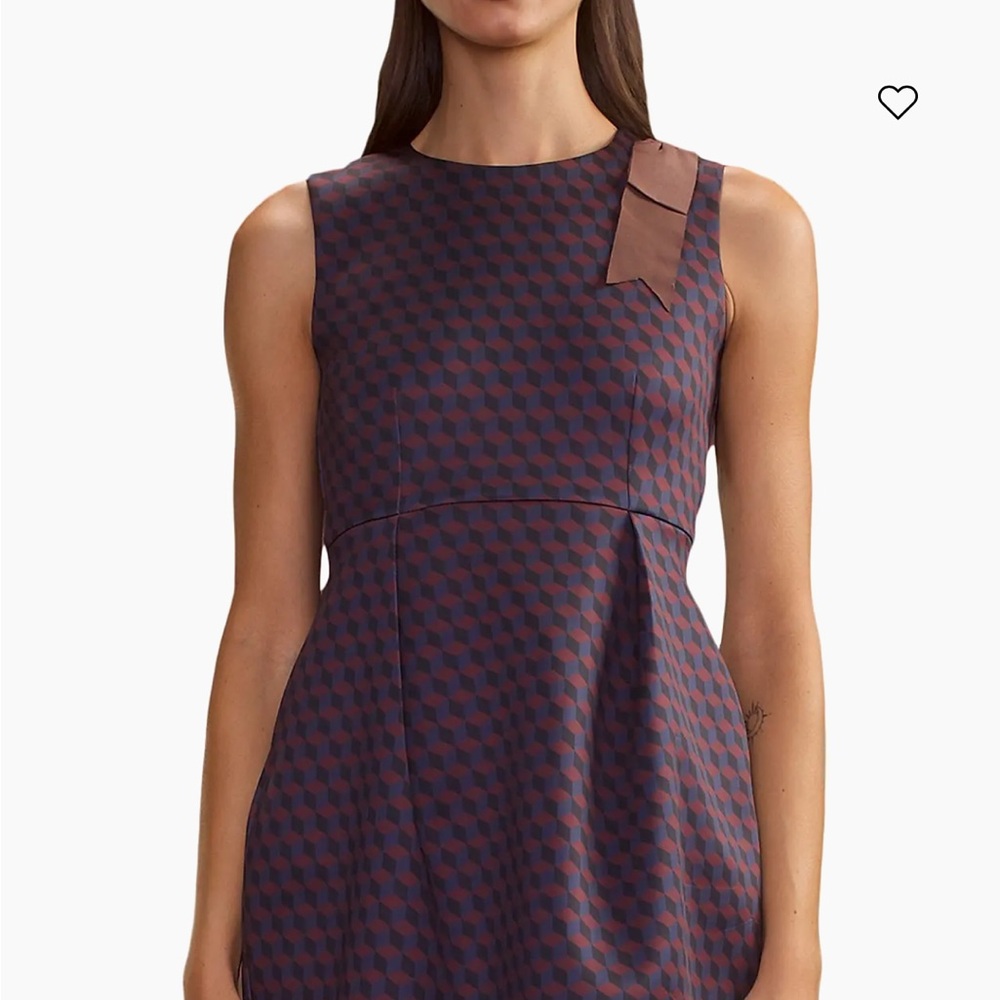 Cynthia Rowley Navy and Burgundy Geometric Mini Dress